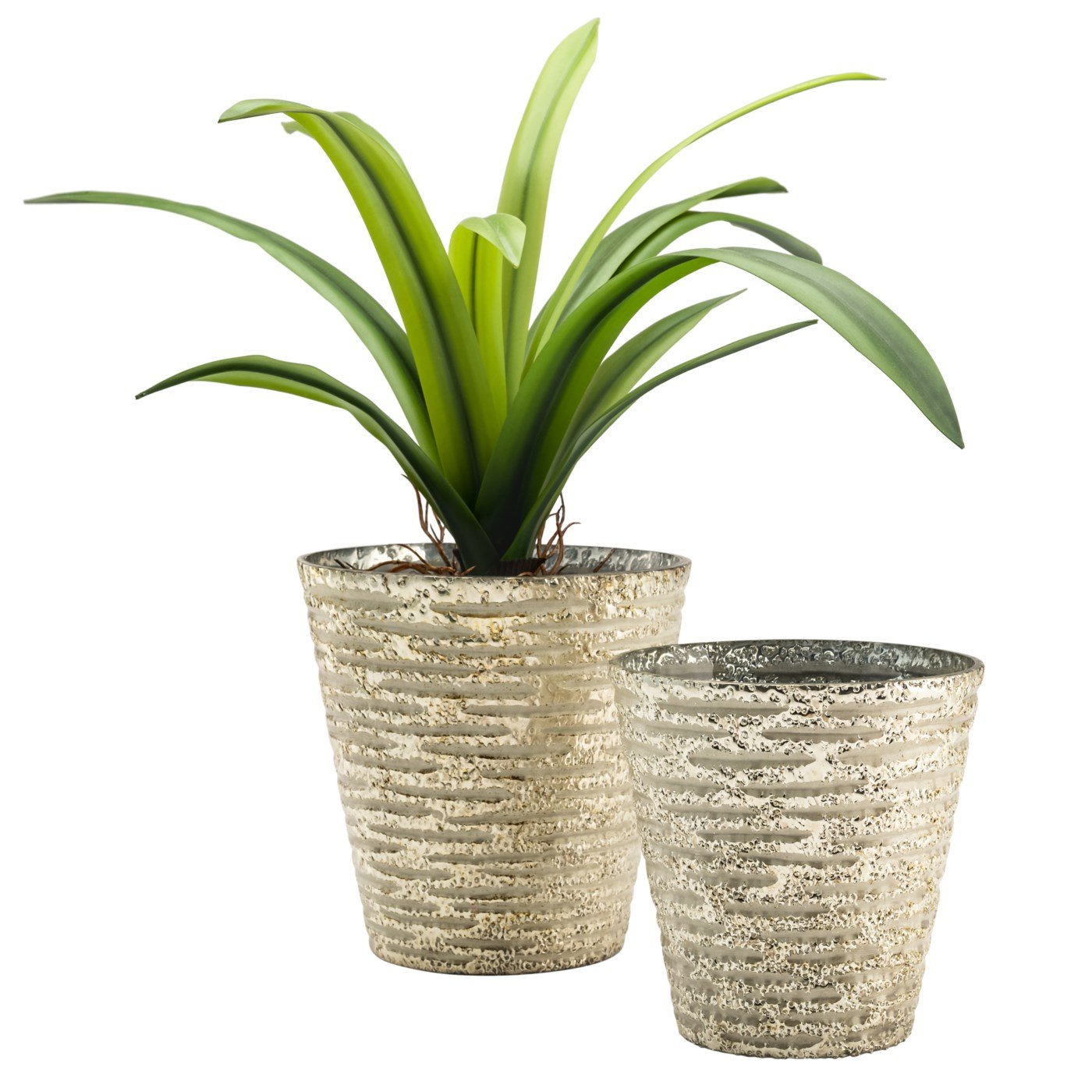 Etched Line Gold Lustre 7x7" Taper Glass Vase Drop Pot Planter - Image 3