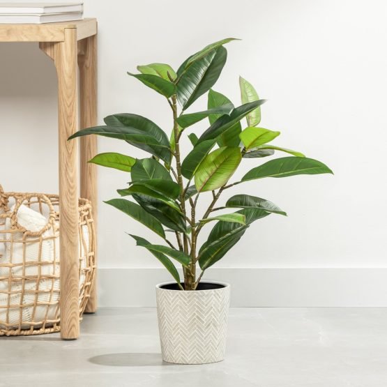 Rubber Tree 29 Inch Tall Faux Potted Plant - Image 2