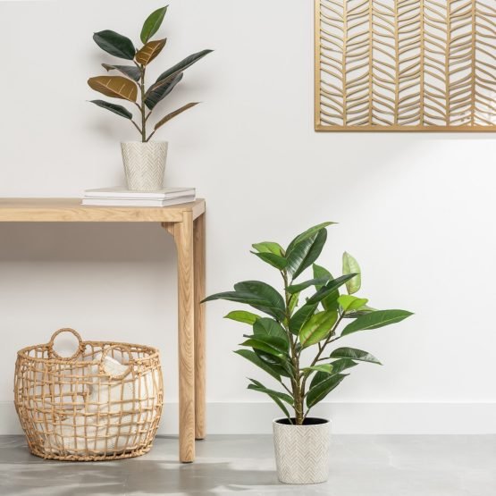 Rubber Tree 29 Inch Tall Faux Potted Plant - Image 3