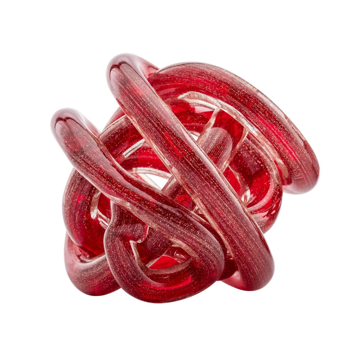 Orbit Glass Knot 3" Diameter Decor Ball - Gold Metallic Red - Image 4