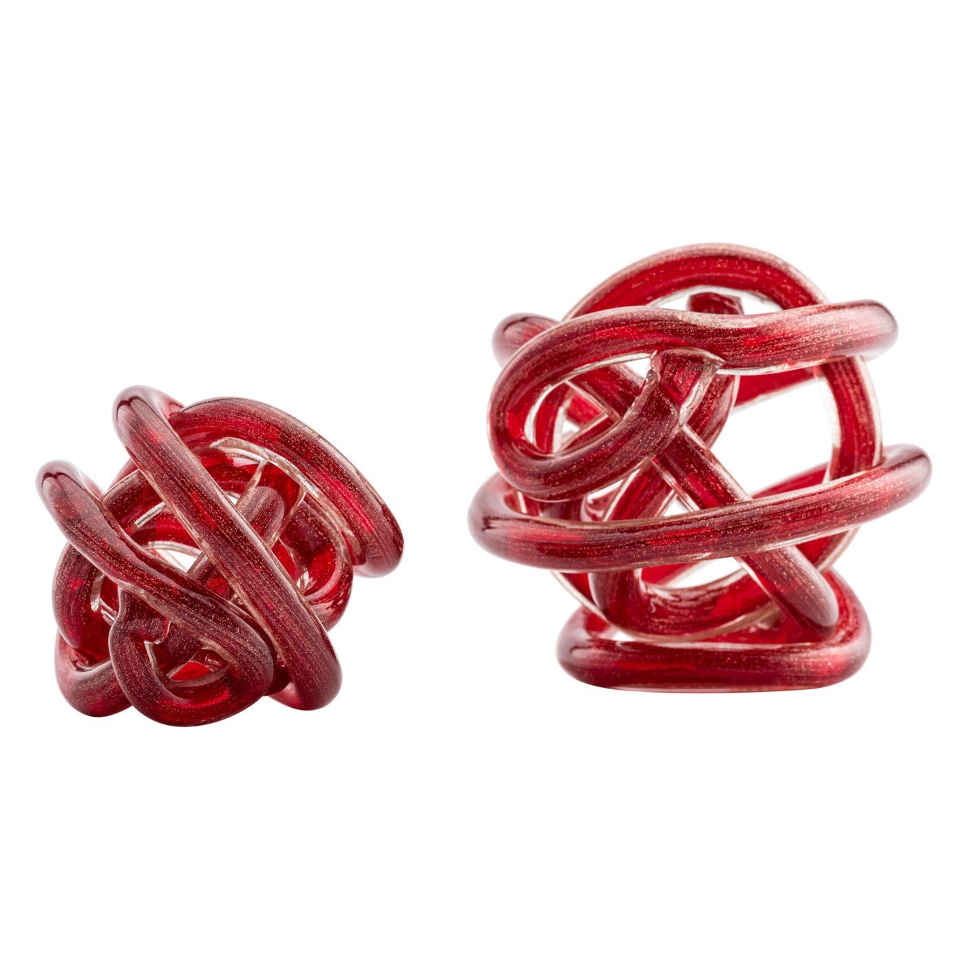 Orbit Glass Knot 3" Diameter Decor Ball - Gold Metallic Red - Image 2