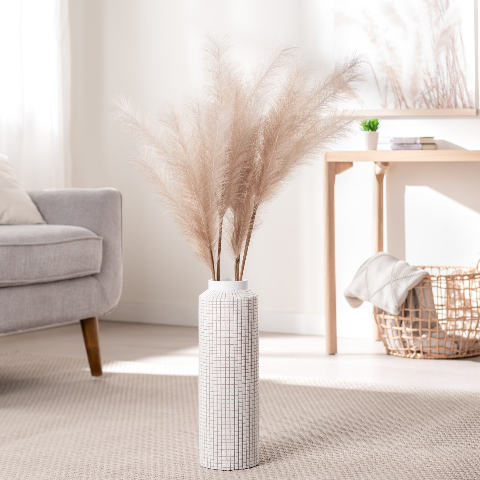 Allic Grid Carved Resin 16.5 Inch Tall Vase