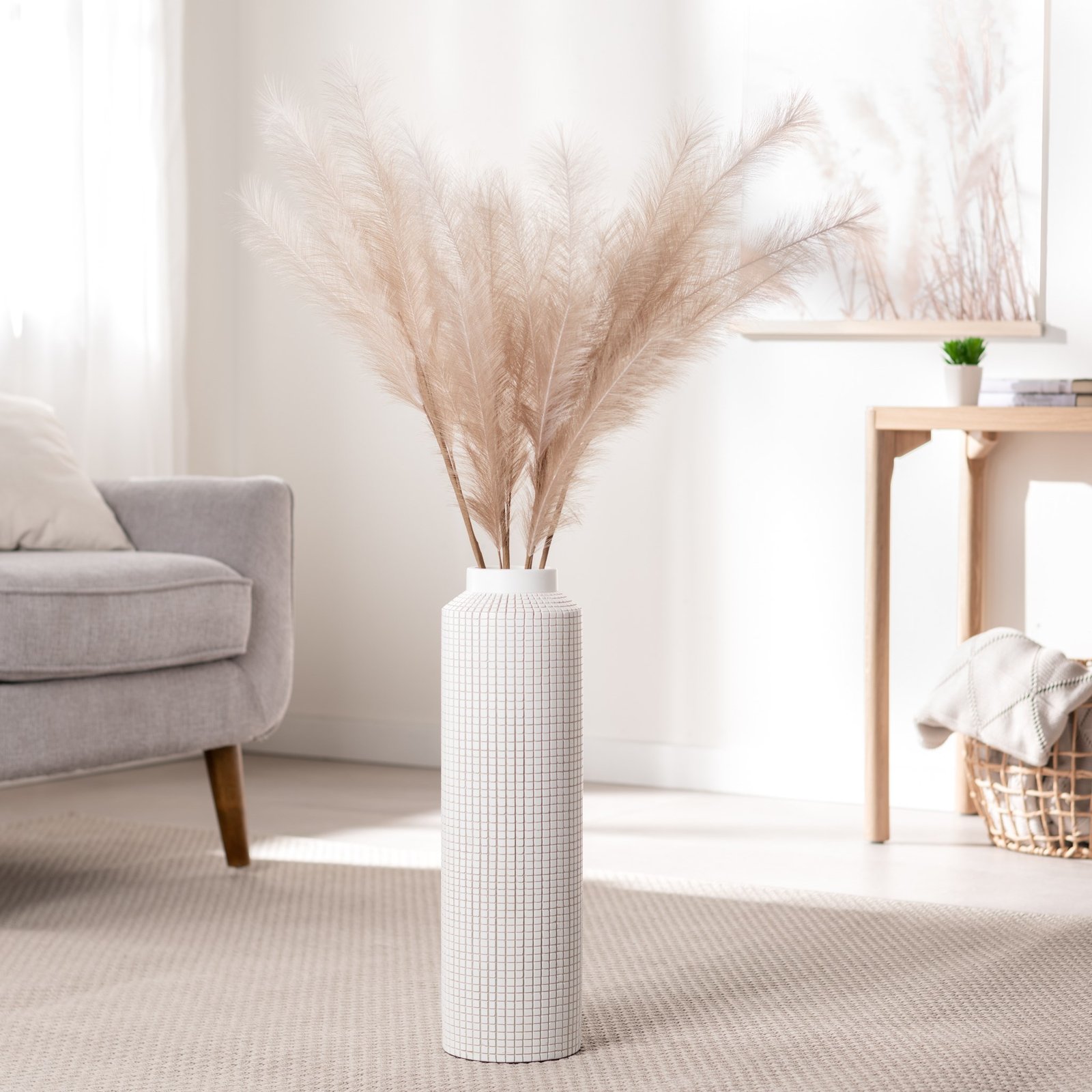 Allic Grid Carved Resin 21 Inch Tall Vase