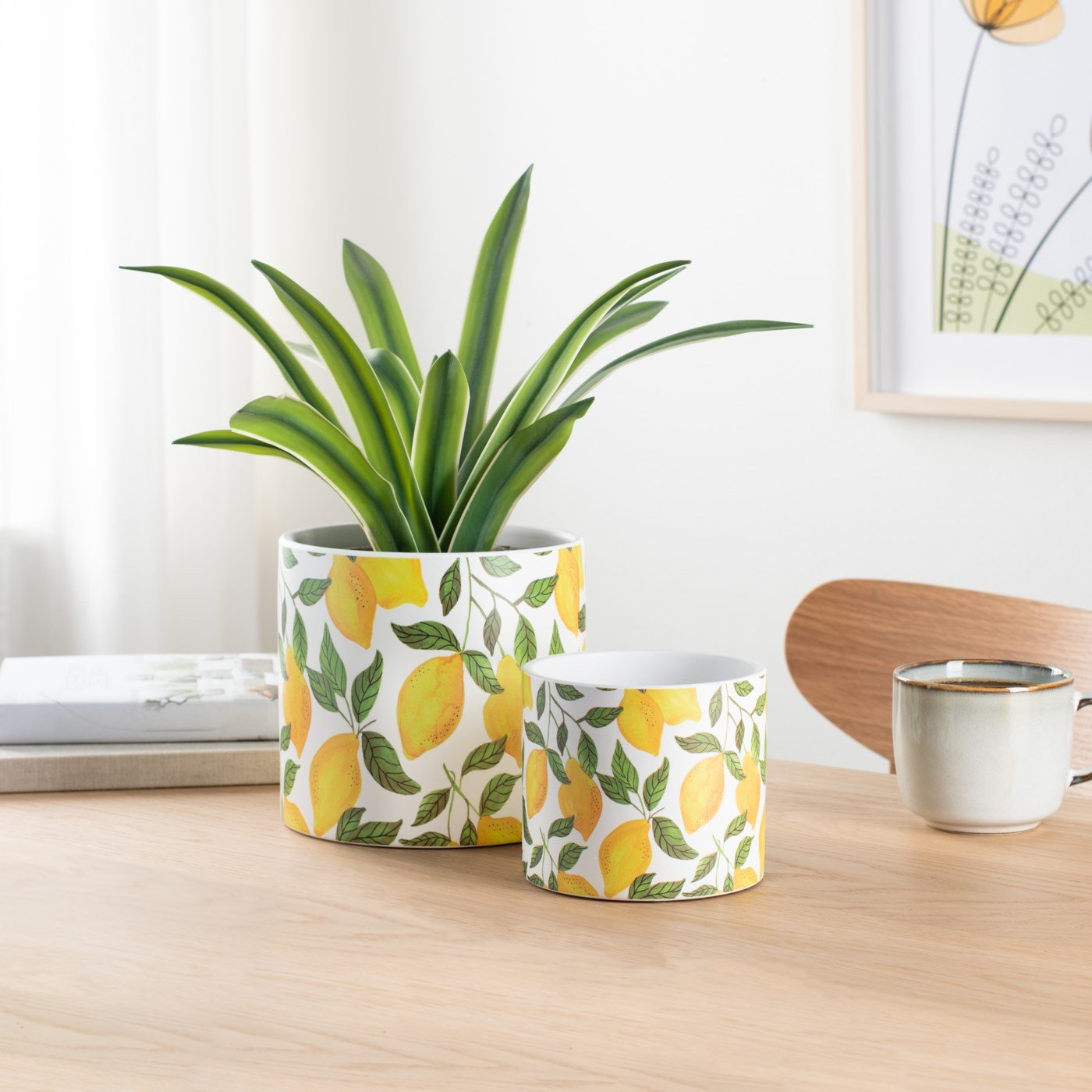 Gazebo Lemon Motif 4.5dx4h" Ceramic Drop Pot Planter - Image 4