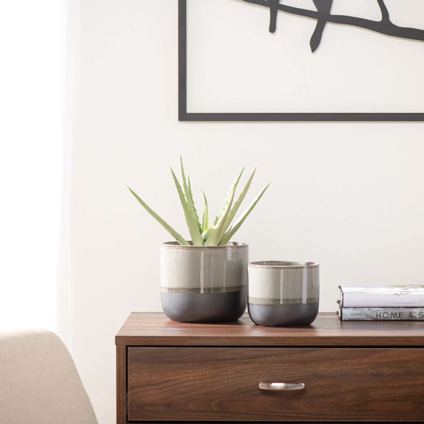 Tolo Two Tone Glaze 4.5d" Ceramic Drop Pot Planter - Grey - Image 9