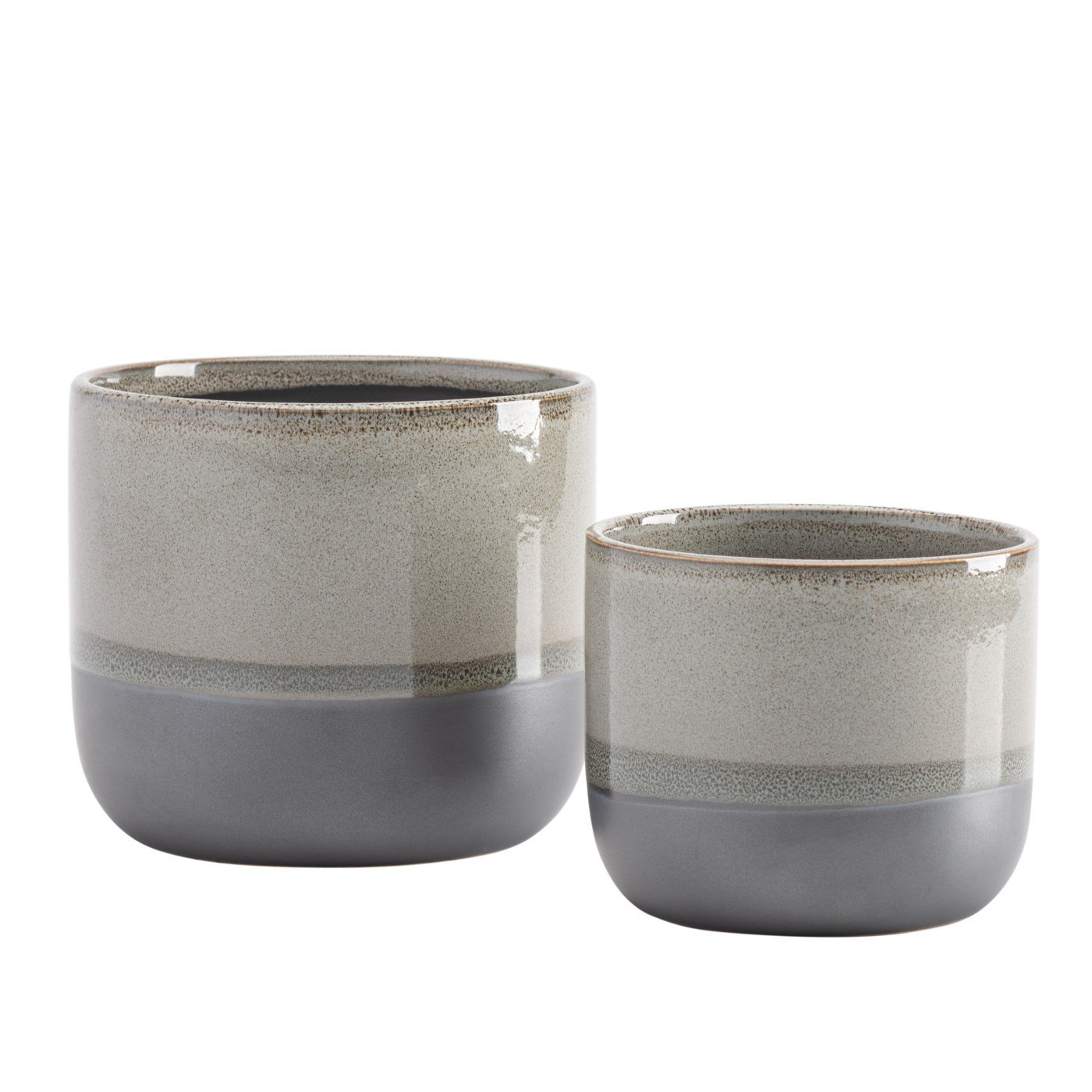 Tolo Two Tone Glaze 4.5d" Ceramic Drop Pot Planter - Grey - Image 2