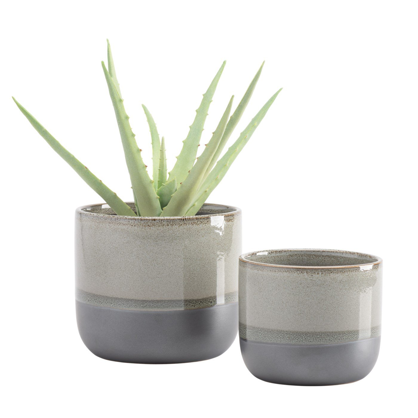 Tolo Two Tone Glaze 4.5d" Ceramic Drop Pot Planter - Grey - Image 3