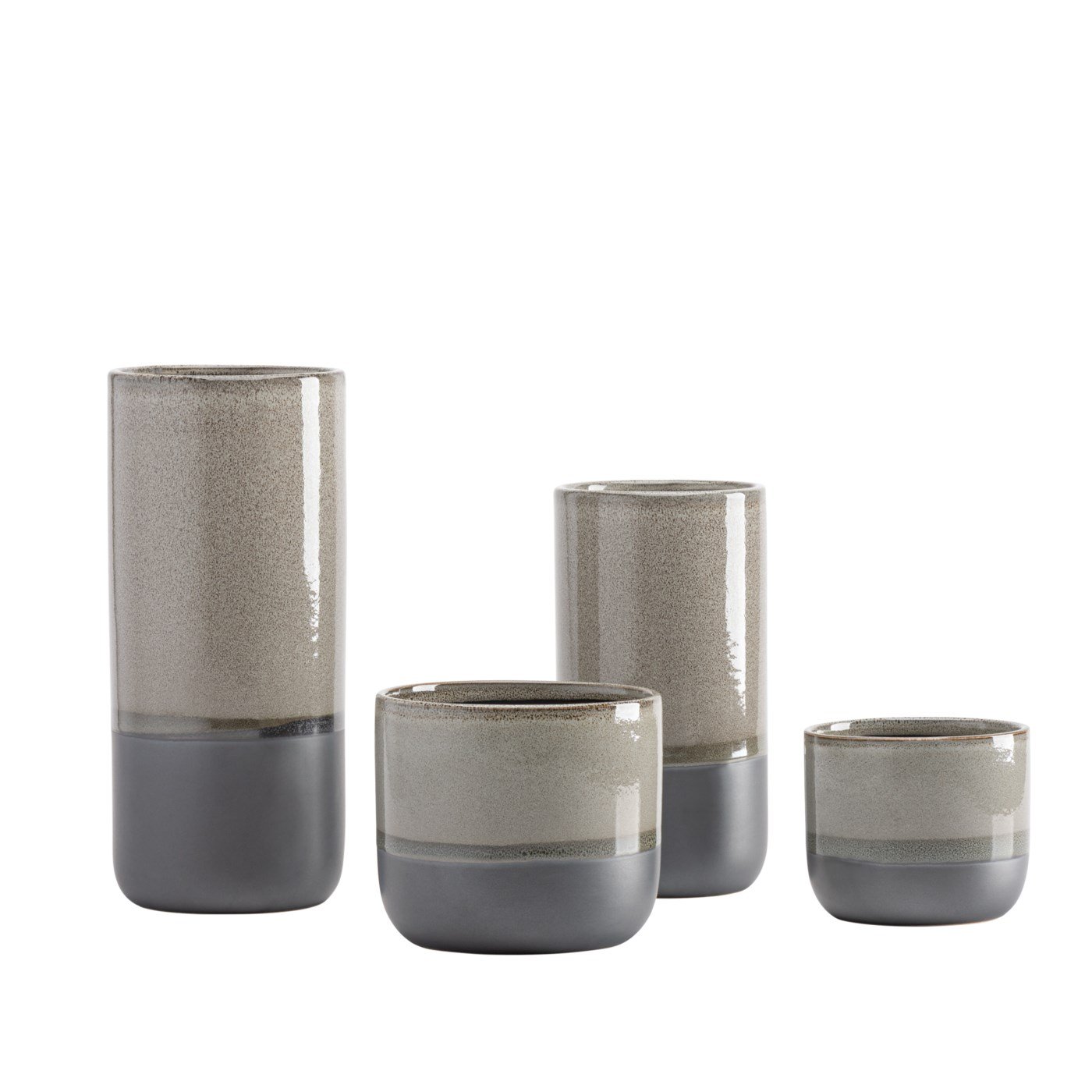 Tolo Two Tone Glaze 4.5d" Ceramic Drop Pot Planter - Grey - Image 4