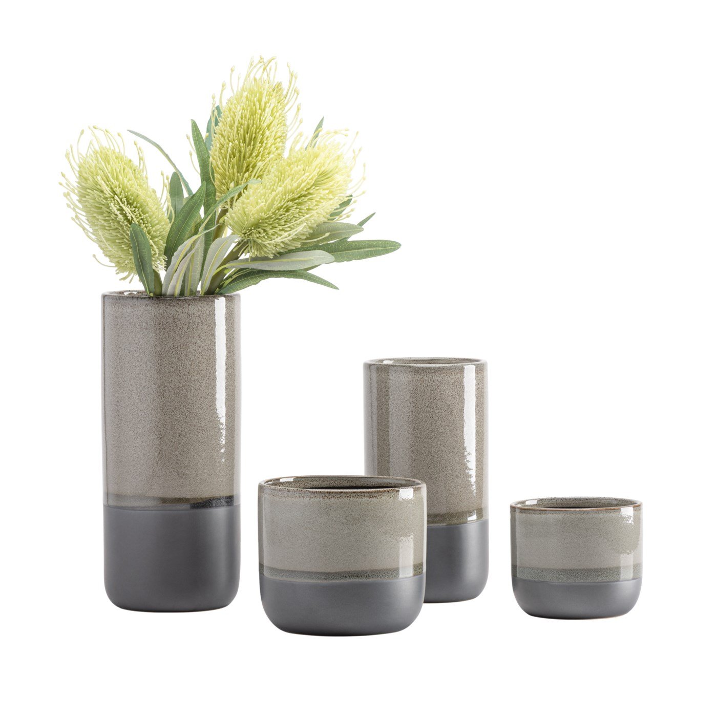 Tolo Two Tone Glaze 4.5d" Ceramic Drop Pot Planter - Grey - Image 5