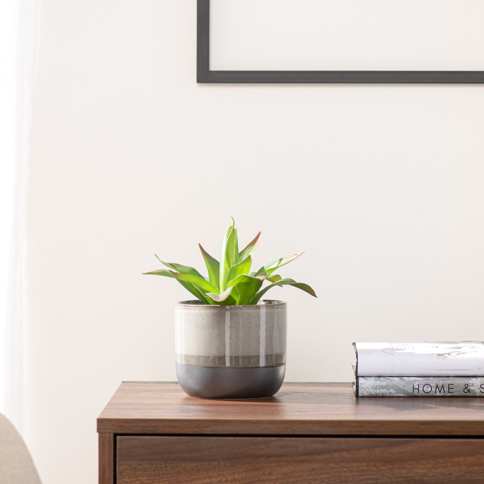 Tolo Two Tone Glaze 4.5d" Ceramic Drop Pot Planter - Grey