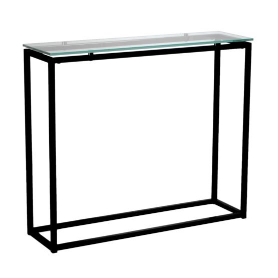 Sandor Console Table with Clear Tempered Glass Top and Black Frame - Image 2
