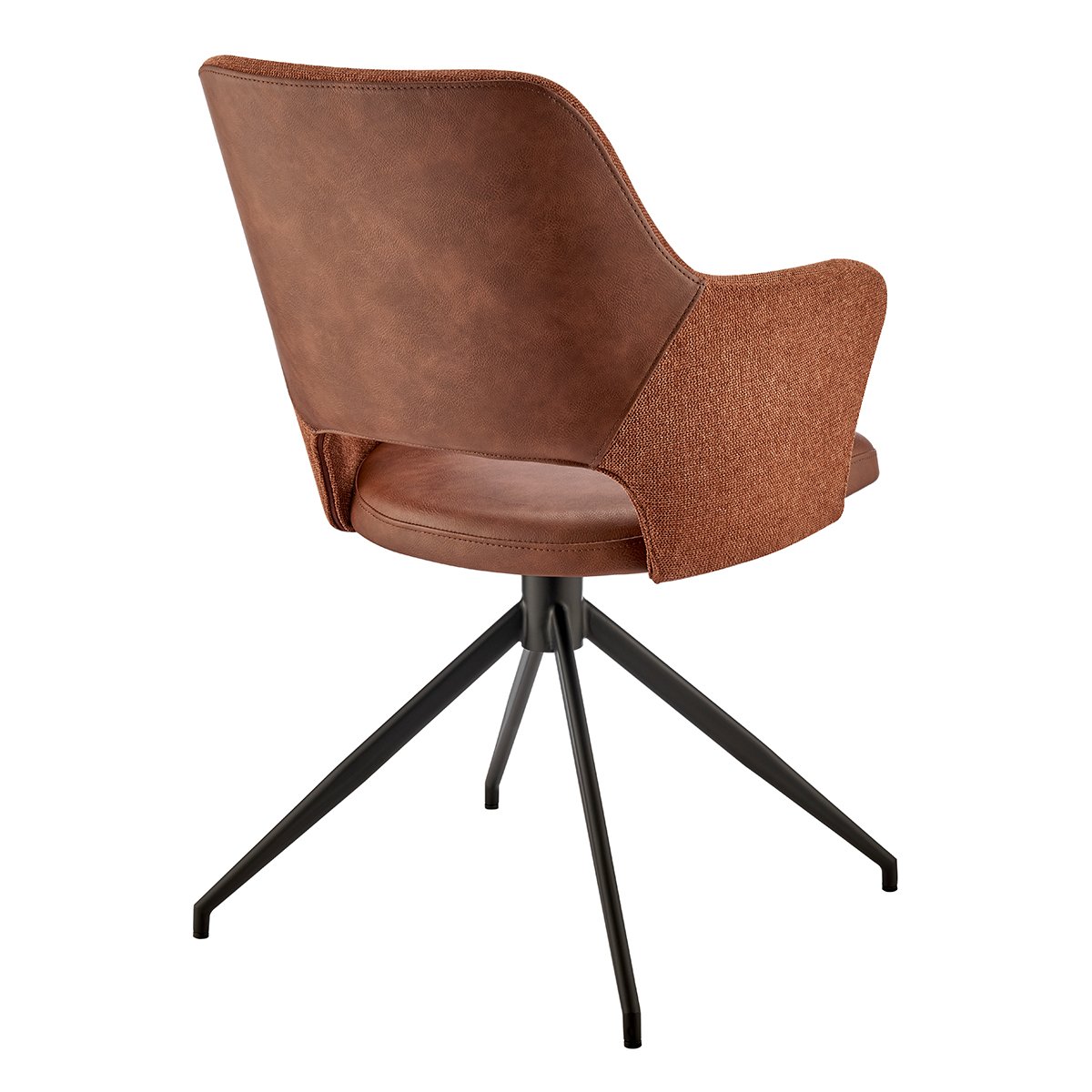 Darcie Armchair in Dark Brown Leatherette Orange Fabric and Black Base - Image 4