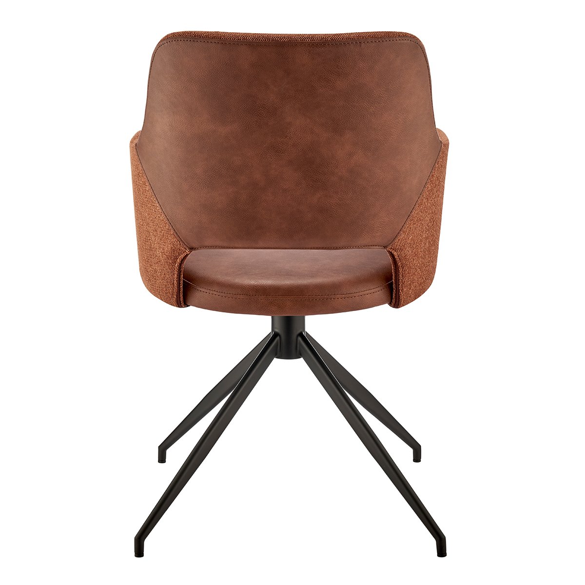 Darcie Armchair in Dark Brown Leatherette Orange Fabric and Black Base - Image 5
