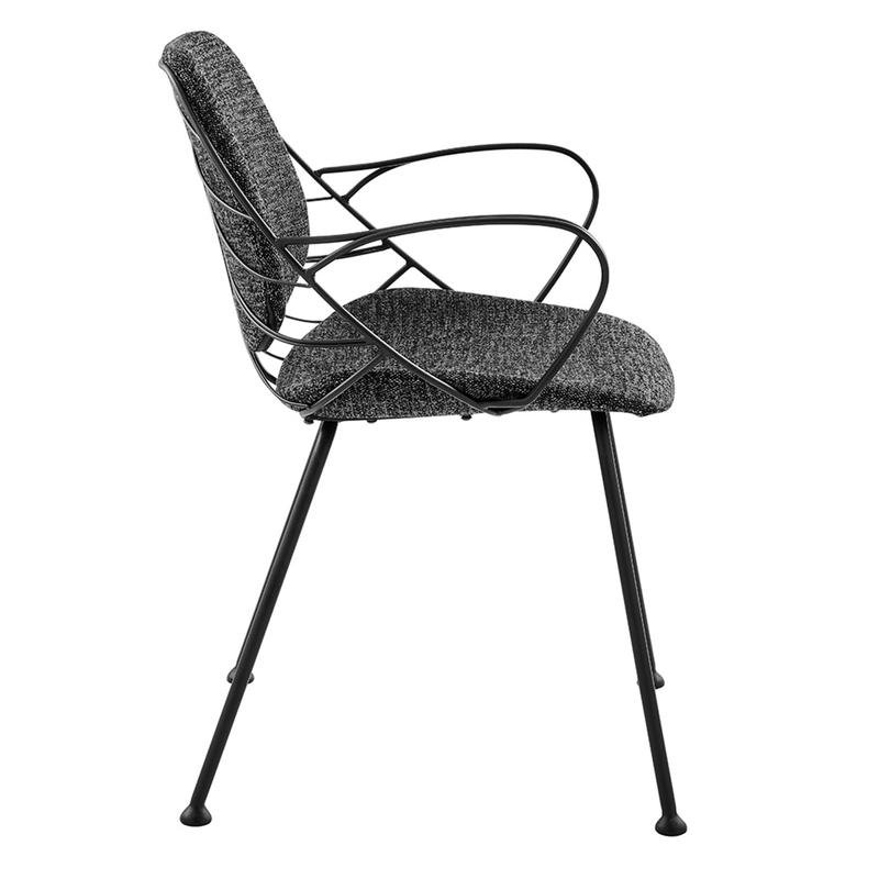 Linnea Armchair In Black Fabric with Matte Black Frame and Legs - Image 3