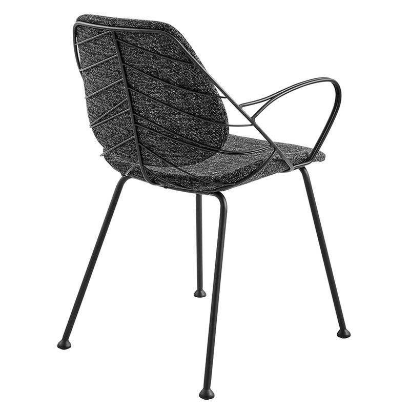 Linnea Armchair In Black Fabric with Matte Black Frame and Legs - Image 4