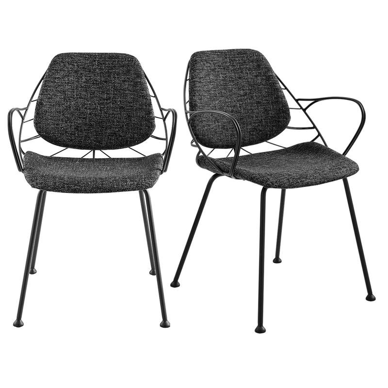 Linnea Armchair In Black Fabric with Matte Black Frame and Legs - Image 7