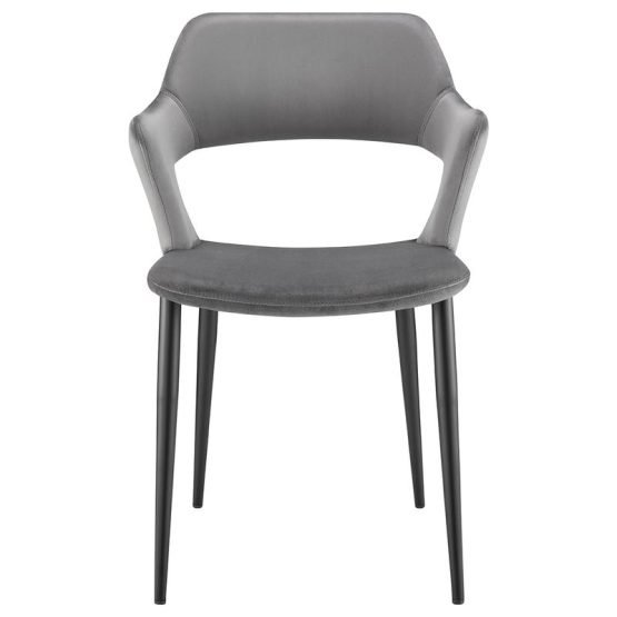 Vidar Side Chair in Gray Velvet with Black Steel Legs