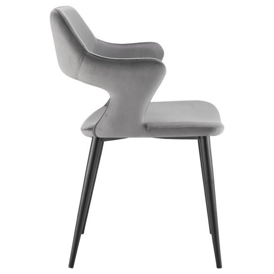 Vidar Side Chair in Gray Velvet with Black Steel Legs - Image 3