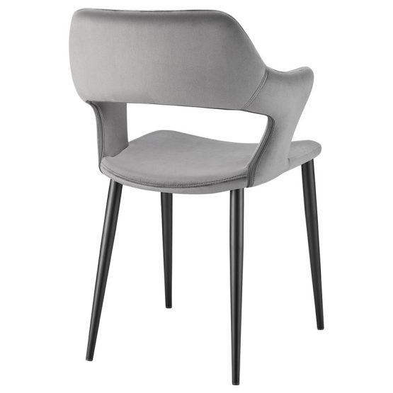 Vidar Side Chair in Gray Velvet with Black Steel Legs - Image 4
