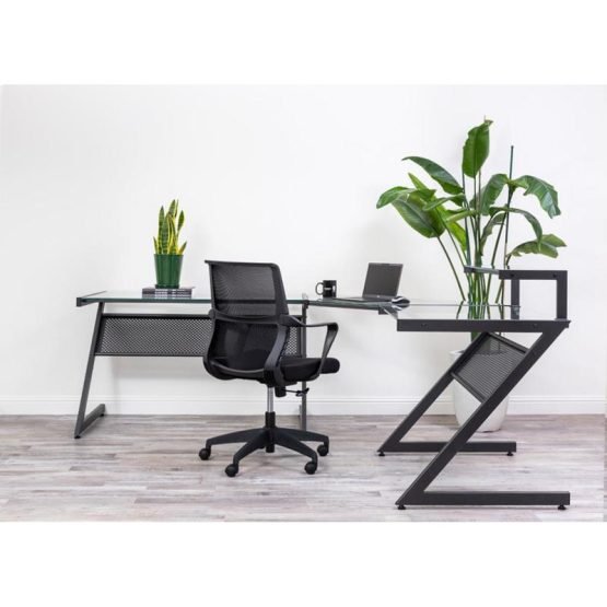 Airi Office Chair in Black Mesh and Fabric with Black Frame - Image 8