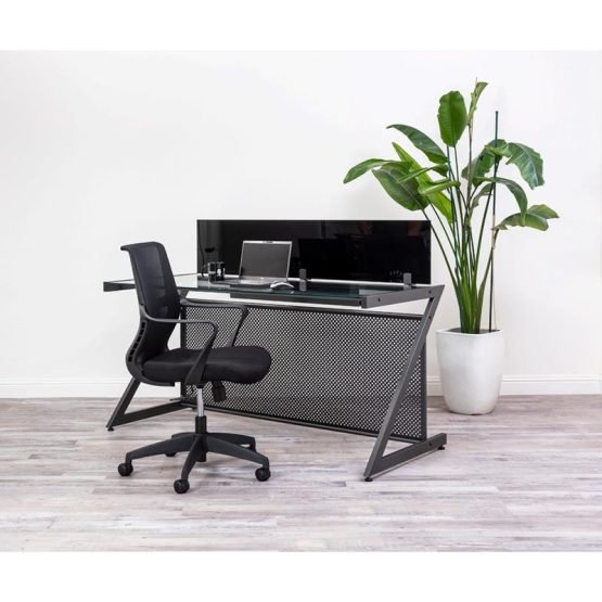 Airi Office Chair in Black Mesh and Fabric with Black Frame - Image 9