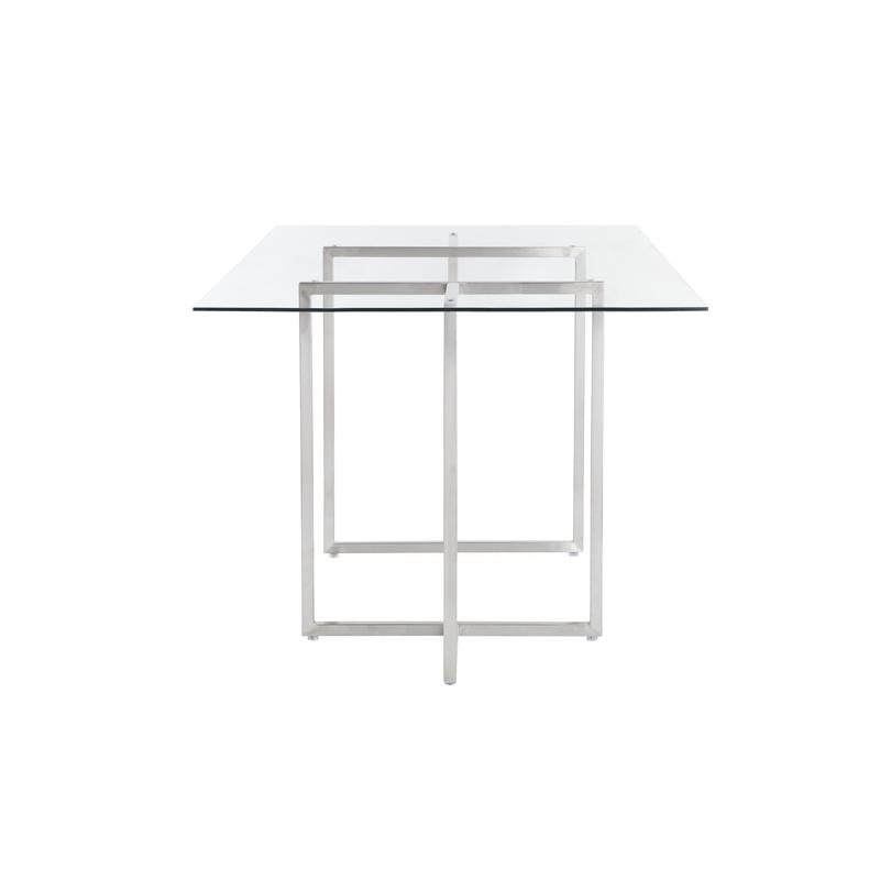 Legend Rectangular Table with Clear Tempered Glass Top and Brushed Stainless Steel Base - Image 3