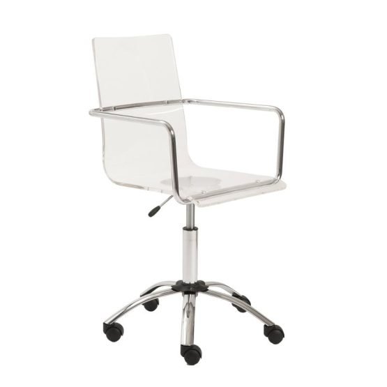 Chloe Office Chair in Clear with Chromed Steel Base - Image 2