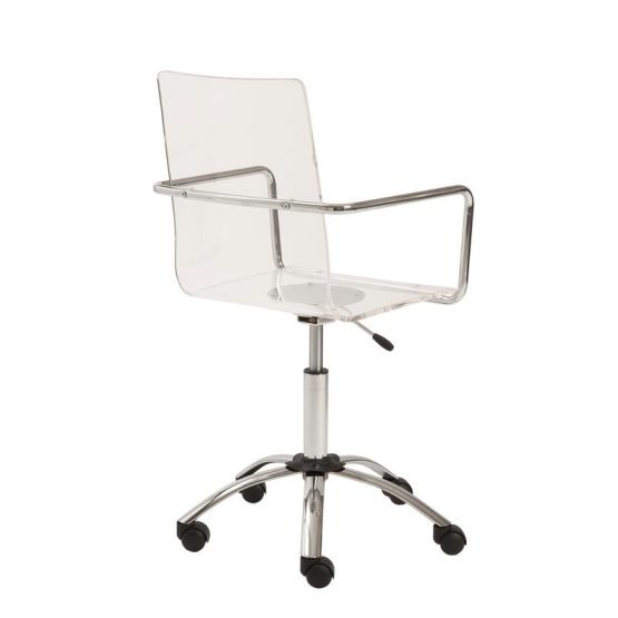Chloe Office Chair in Clear with Chromed Steel Base - Image 4