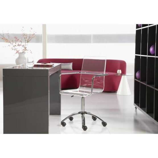 Chloe Office Chair in Clear with Chromed Steel Base - Image 6