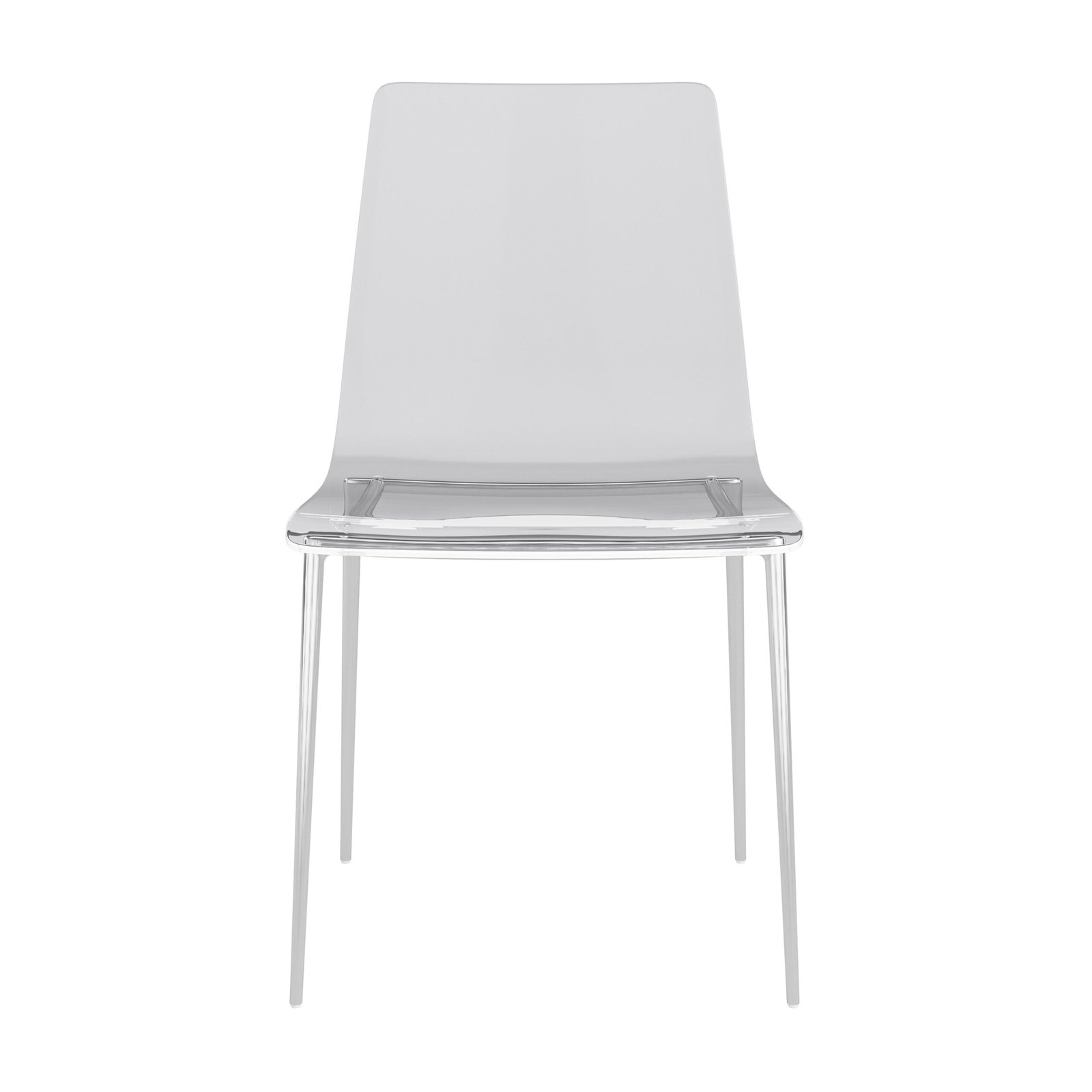 Cilla Side Chair in Clear with Brushed Nickel Legs