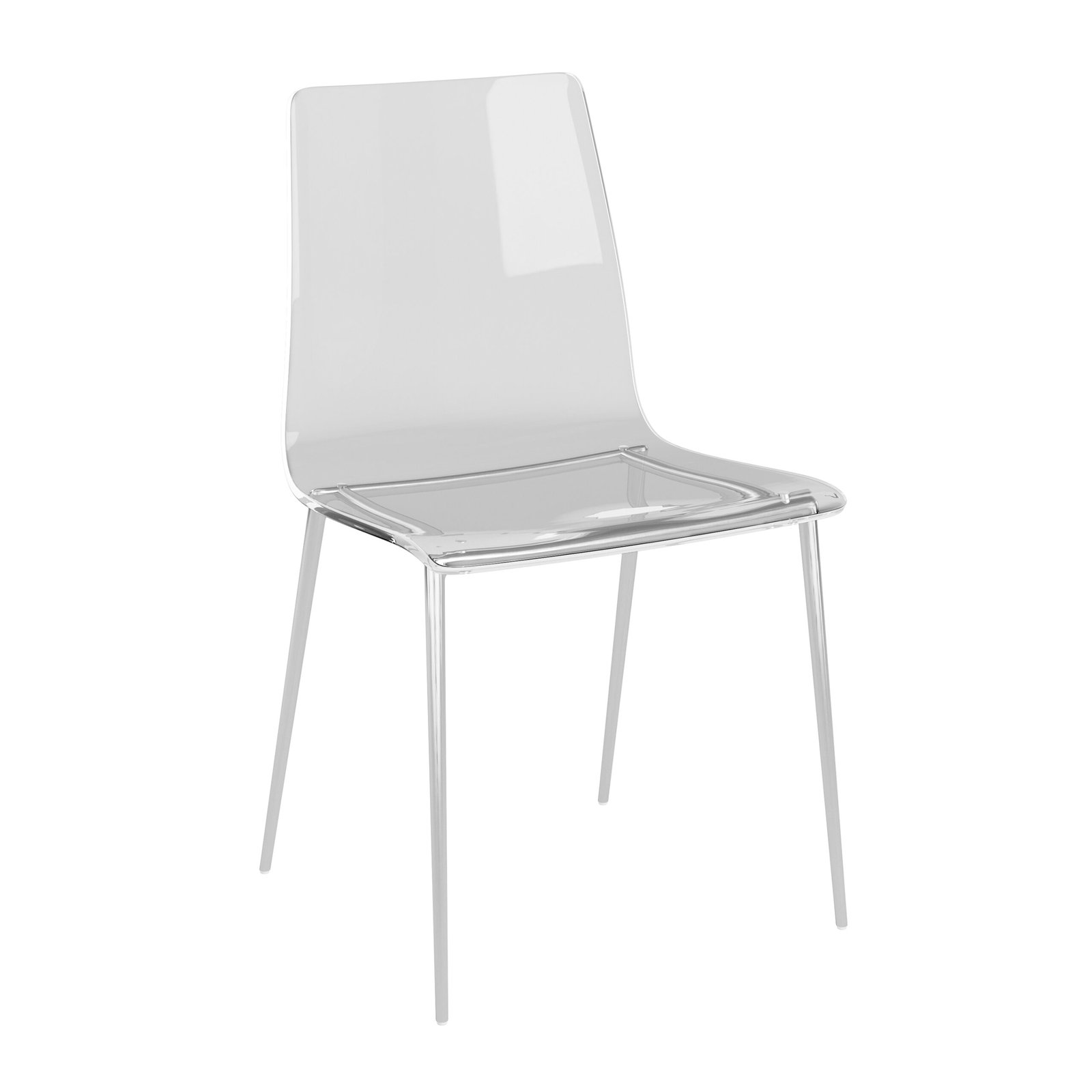 Cilla Side Chair in Clear with Brushed Nickel Legs - Image 2