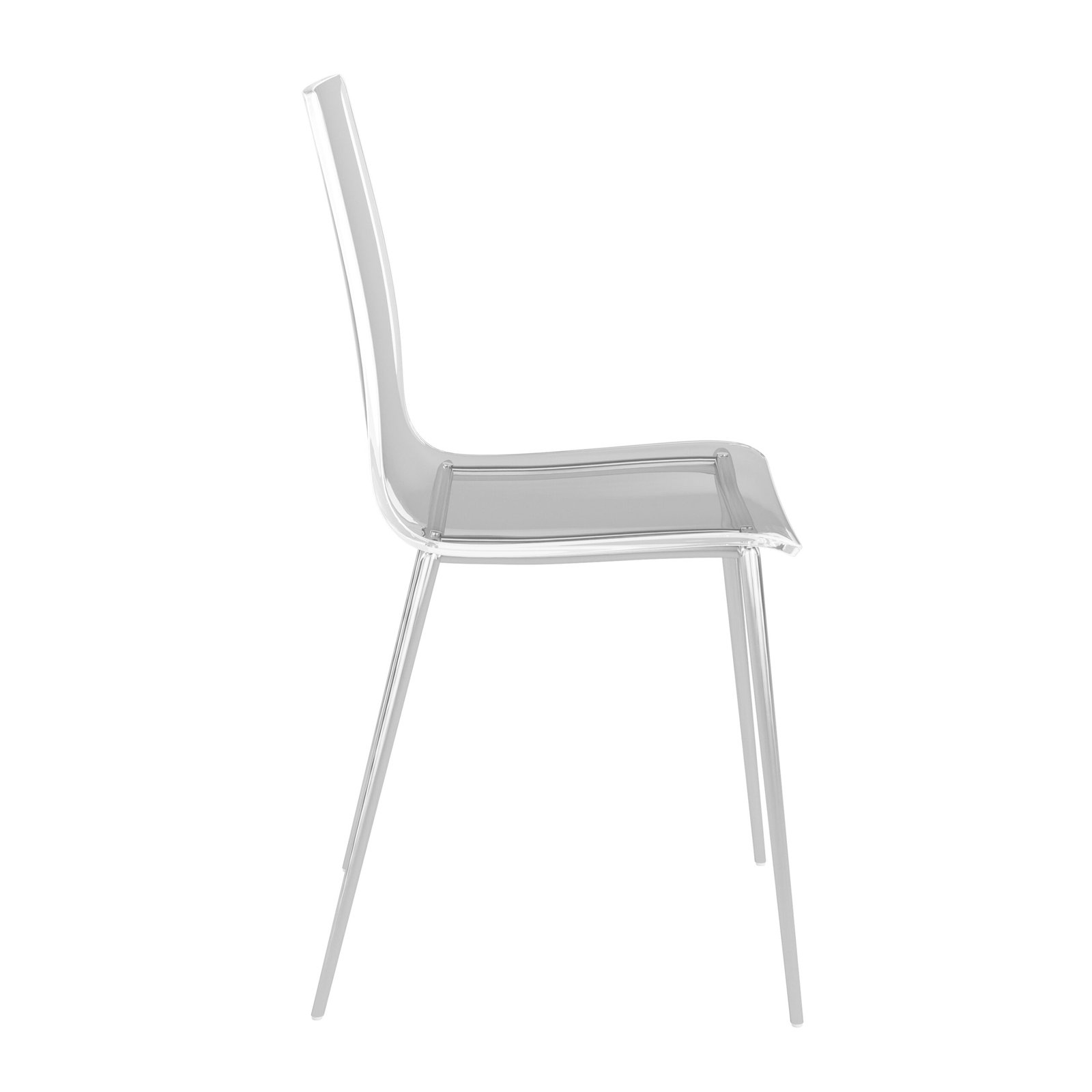 Cilla Side Chair in Clear with Brushed Nickel Legs - Image 3