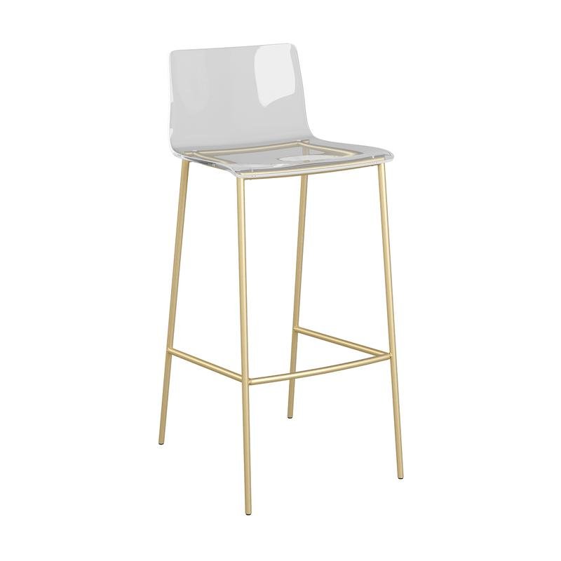 Cilla Bar Stool in Clear with Matte Brushed Gold Legs - Image 2