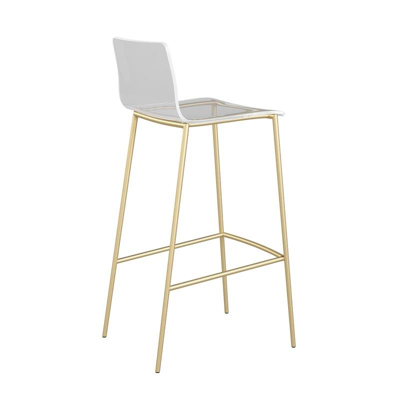 Cilla Bar Stool in Clear with Matte Brushed Gold Legs - Image 4