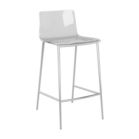Cilla Counter Stool in Clear with Brushed Nickel Legs - Image 2