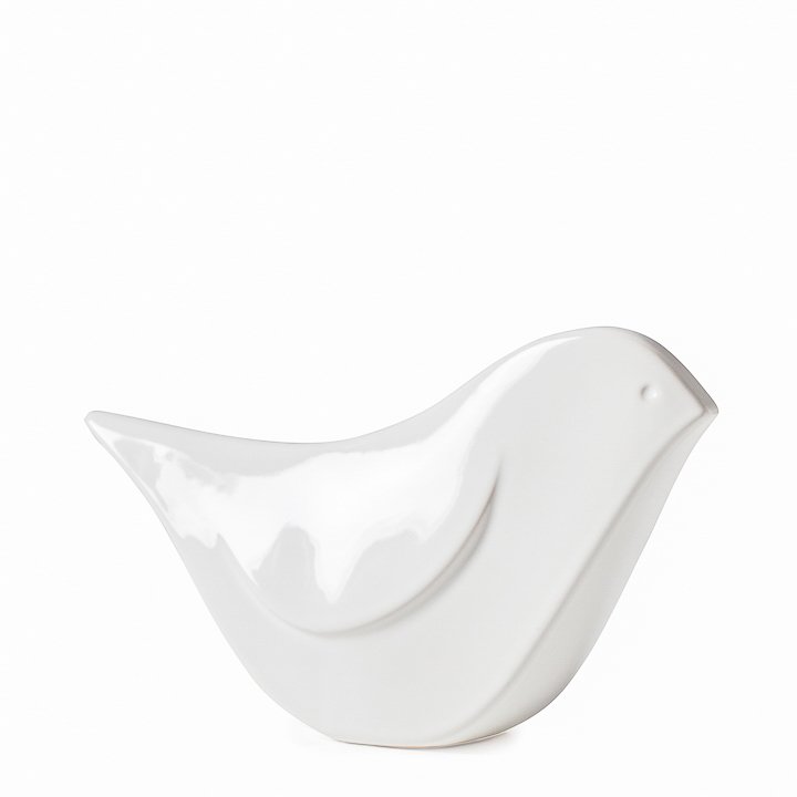Finch Mod 6.5h" White Ceramic Bird Decor Sculpture