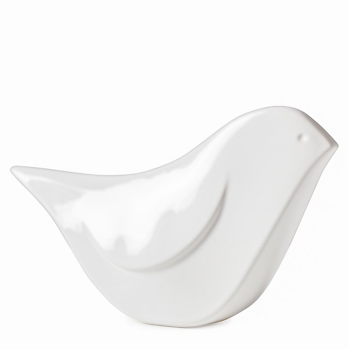 Finch Mod 7.5h" White Ceramic Bird Decor Sculpture