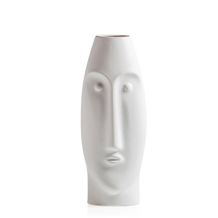Litho 14h" Ceramic Vase - Matte White
