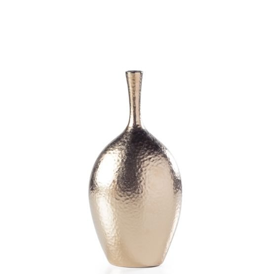 Lilo Gold Dimpled Ceramic Vase - 12.25 Inch Tall