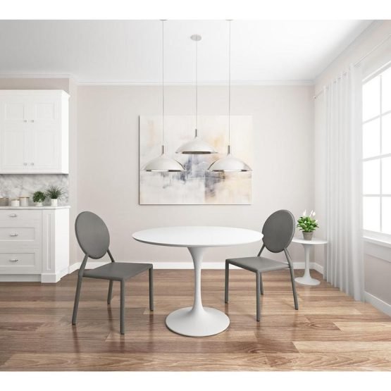 Astrid Round Table in Matte White Top with High Gloss White Tulip Base - Image 4