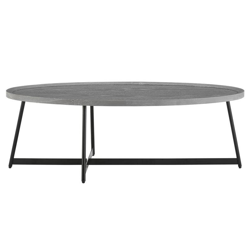 Niklaus Oval Coffee Table in Gray with Black Base
