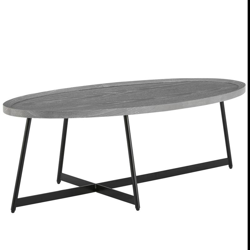 Niklaus Oval Coffee Table in Gray with Black Base - Image 2