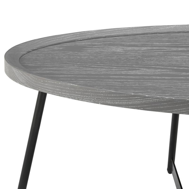 Niklaus Oval Coffee Table in Gray with Black Base - Image 3
