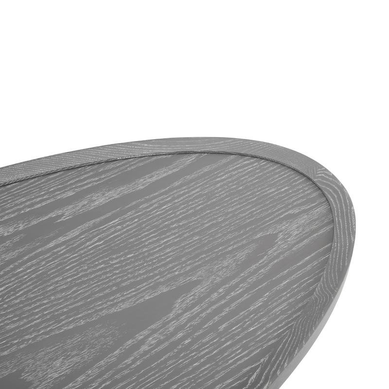 Niklaus Oval Coffee Table in Gray with Black Base - Image 5