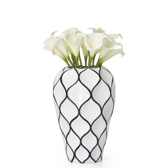 Abstract Lattice Outline 10.5 Inch Tall Ceramic Vase