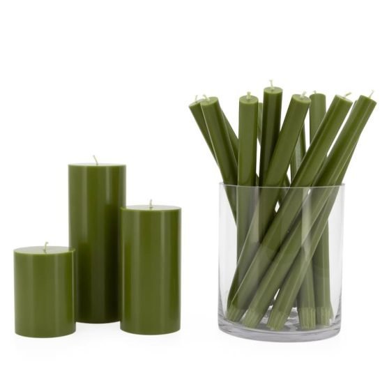 Prime Palm Wax Pillar Candle 3x8 - Fern Green - Image 2