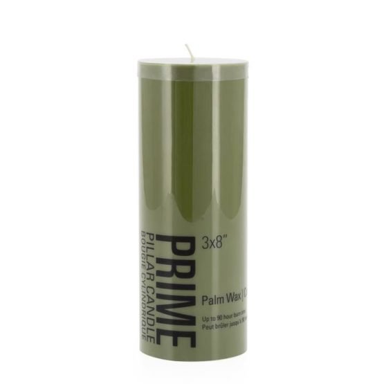 Prime Palm Wax Pillar Candle 3x8 - Fern Green - Image 3