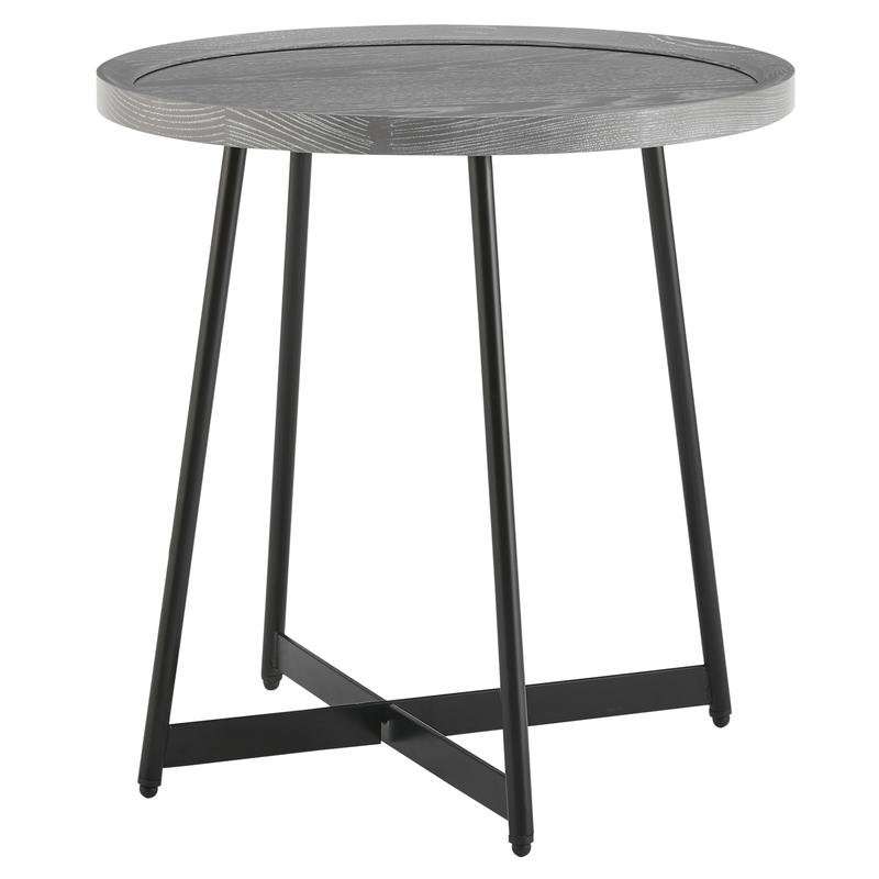 Niklaus Round Side Table in Gray with Black Base - Image 2