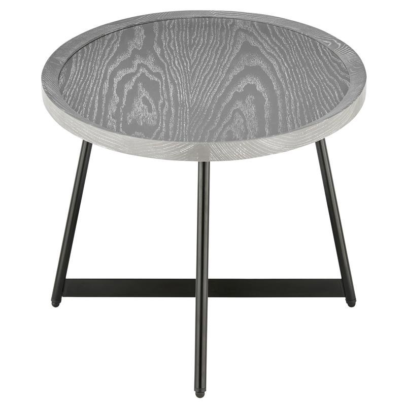 Niklaus Round Side Table in Gray with Black Base - Image 3