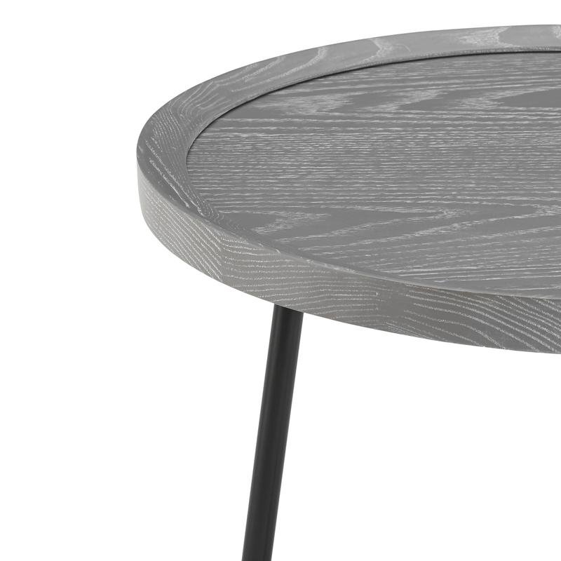 Niklaus Round Side Table in Gray with Black Base - Image 4